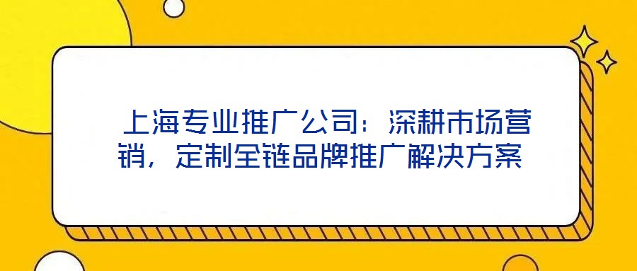  上海專業推廣公司：深耕市場營銷，定制全鏈品牌推廣解決方案